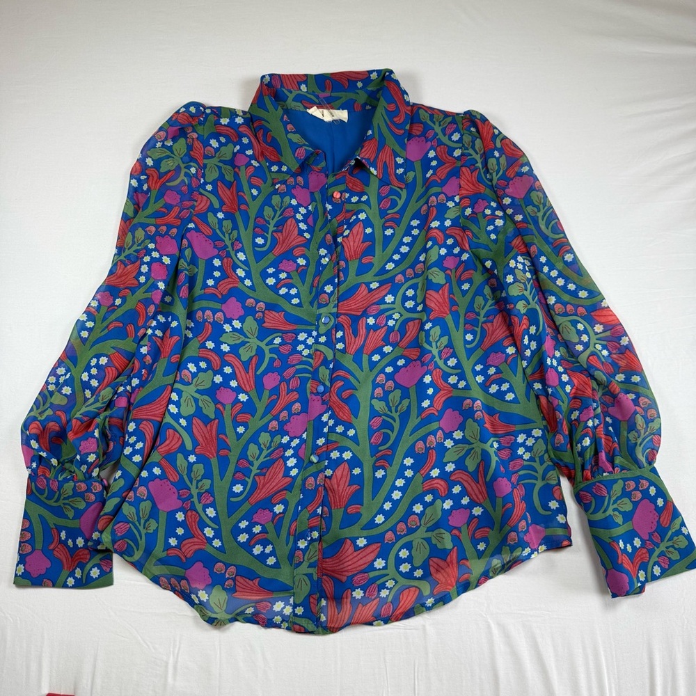 Entro Blue Floral‎ Patterned Blouse